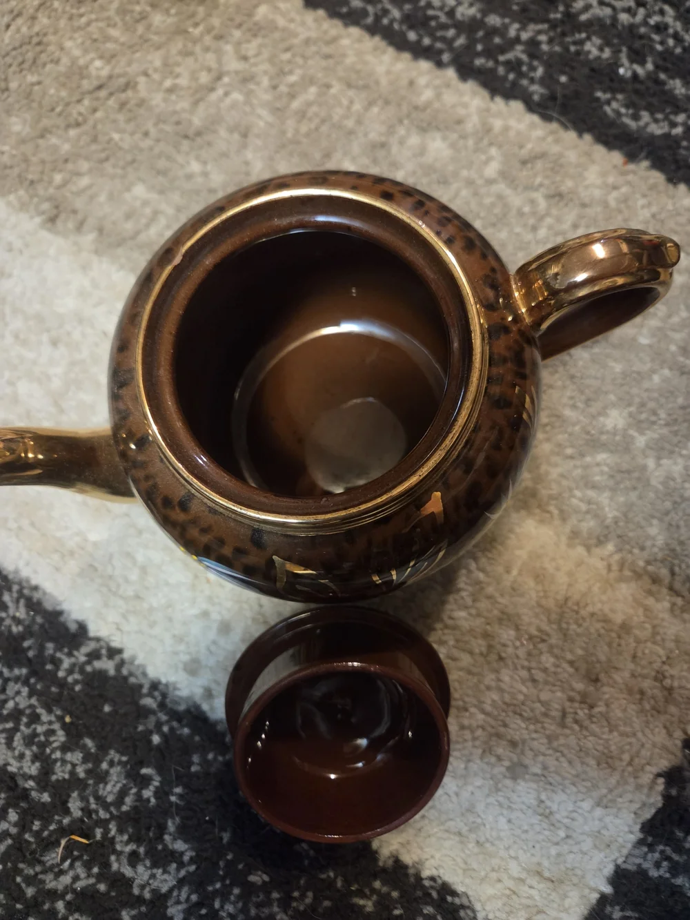 Vintage Sadler England Teapot Brown Gold Floral S498